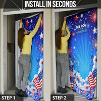 My Dog Is A Democrat Golden Retriever Door Cover Patriotic American Fireworks Cute Cartoon Dog