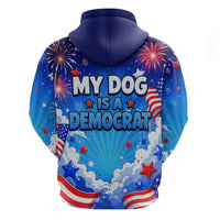 My Dog Is A Democrat Golden Retriever Hoodie Patriotic American Fireworks Cute Cartoon Dog