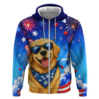 My Dog Is A Democrat Golden Retriever Hoodie Patriotic American Fireworks Cute Cartoon Dog