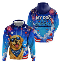 My Dog Is A Democrat Golden Retriever Hoodie Patriotic American Fireworks Cute Cartoon Dog