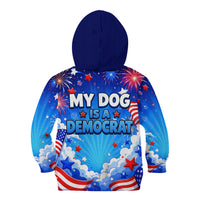 My Dog Is A Democrat Golden Retriever Kid Hoodie Patriotic American Fireworks Cute Cartoon Dog