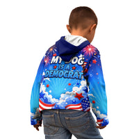 My Dog Is A Democrat Golden Retriever Kid Hoodie Patriotic American Fireworks Cute Cartoon Dog