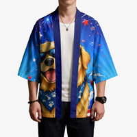 My Dog Is A Democrat Golden Retriever Kimono Patriotic American Fireworks Cute Cartoon Dog