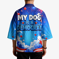 My Dog Is A Democrat Golden Retriever Kimono Patriotic American Fireworks Cute Cartoon Dog