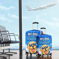 My Dog Is A Democrat Golden Retriever Luggage Cover Patriotic American Fireworks Cute Cartoon Dog