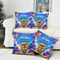 My Dog Is A Democrat Golden Retriever Pillow Cover Patriotic American Fireworks Cute Cartoon Dog