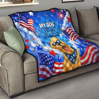 My Dog Is A Democrat Golden Retriever Quilt Patriotic American Fireworks Cute Cartoon Dog