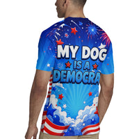 My Dog Is A Democrat Golden Retriever Rugby Jersey Patriotic American Fireworks Cute Cartoon Dog