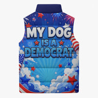 My Dog Is A Democrat Golden Retriever Sleeveless Puffer Jacket Patriotic American Fireworks Cute Cartoon Dog