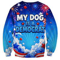 My Dog Is A Democrat Golden Retriever Sweatshirt Patriotic American Fireworks Cute Cartoon Dog