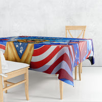 My Dog Is A Democrat Golden Retriever Tablecloth Patriotic American Fireworks Cute Cartoon Dog