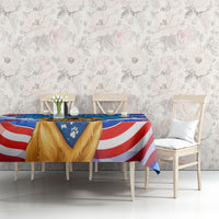 My Dog Is A Democrat Golden Retriever Tablecloth Patriotic American Fireworks Cute Cartoon Dog