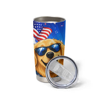 My Dog Is A Democrat Golden Retriever Tumbler Cup Patriotic American Fireworks Cute Cartoon Dog