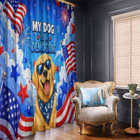 My Dog Is A Democrat Golden Retriever Window Curtain Patriotic American Fireworks Cute Cartoon Dog