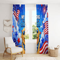 My Dog Is A Democrat Golden Retriever Window Curtain Patriotic American Fireworks Cute Cartoon Dog