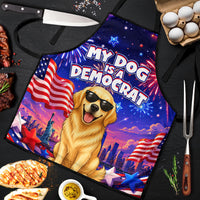 Golden Retriever My Dog Is A Democrat Apron Patriotic Statue Of Liberty Fireworks