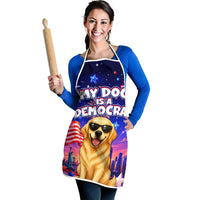 Golden Retriever My Dog Is A Democrat Apron Patriotic Statue Of Liberty Fireworks