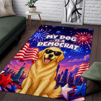 Golden Retriever My Dog Is A Democrat Area Rug Patriotic Statue Of Liberty Fireworks