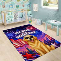 Golden Retriever My Dog Is A Democrat Area Rug Patriotic Statue Of Liberty Fireworks