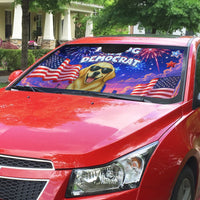 Golden Retriever My Dog Is A Democrat Auto Sun Shade Patriotic Statue Of Liberty Fireworks