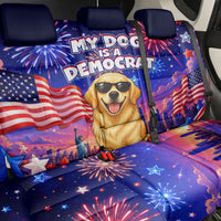 Golden Retriever My Dog Is A Democrat Back Car Seat Cover Patriotic Statue Of Liberty Fireworks