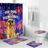 Golden Retriever My Dog Is A Democrat Bathroom Set Patriotic Statue Of Liberty Fireworks