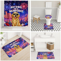 Golden Retriever My Dog Is A Democrat Bathroom Set Patriotic Statue Of Liberty Fireworks