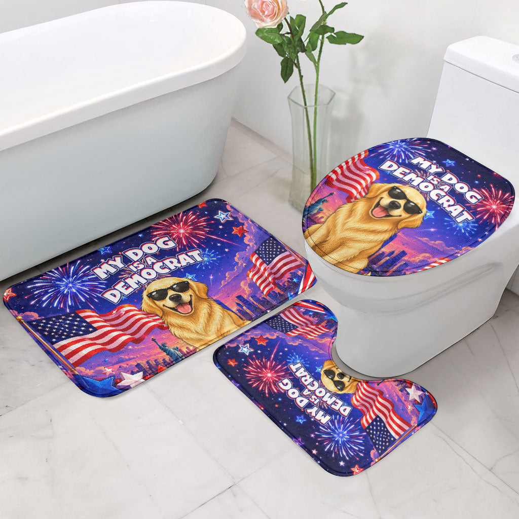 Golden Retriever My Dog Is A Democrat Bathroom Set Patriotic Statue Of Liberty Fireworks