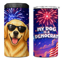 Golden Retriever My Dog Is A Democrat 4 in 1 Can Cooler Tumbler Patriotic Statue Of Liberty Fireworks