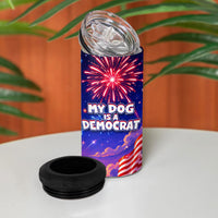 Golden Retriever My Dog Is A Democrat 4 in 1 Can Cooler Tumbler Patriotic Statue Of Liberty Fireworks