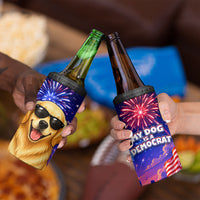 Golden Retriever My Dog Is A Democrat 4 in 1 Can Cooler Tumbler Patriotic Statue Of Liberty Fireworks