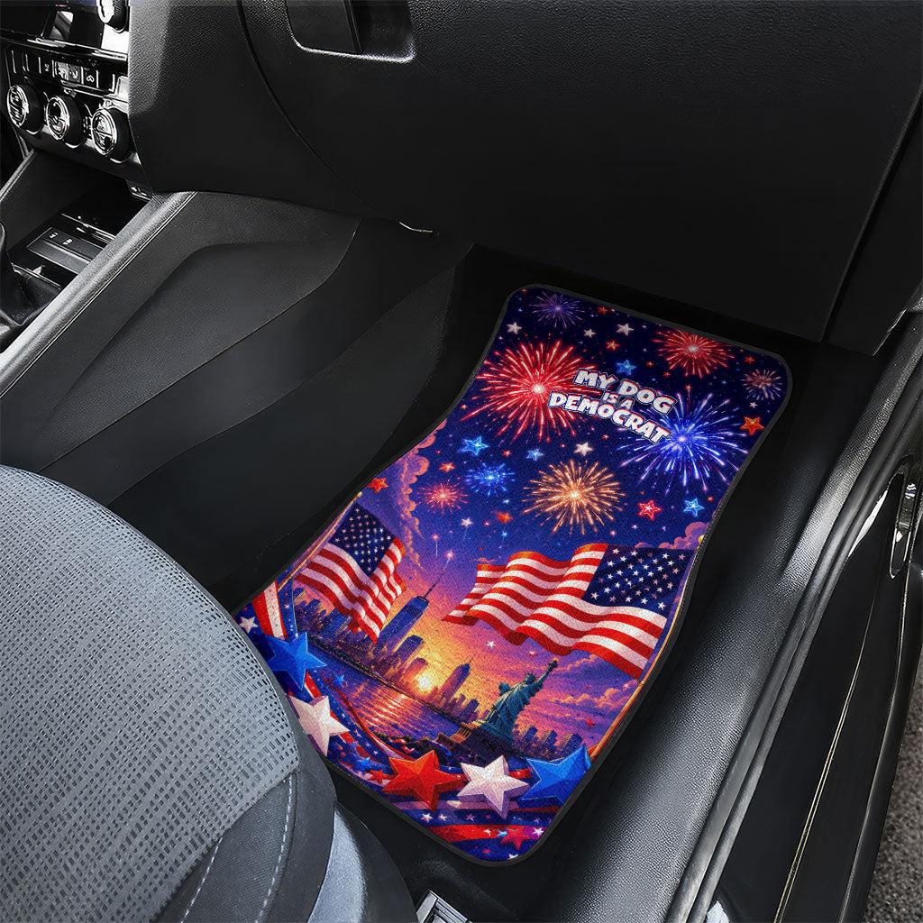 Golden Retriever My Dog Is A Democrat Car Mats Patriotic Statue Of Liberty Fireworks