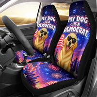 Golden Retriever My Dog Is A Democrat Car Seat Cover Patriotic Statue Of Liberty Fireworks