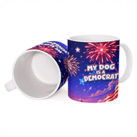 Golden Retriever My Dog Is A Democrat Ceramic Mug Patriotic Statue Of Liberty Fireworks