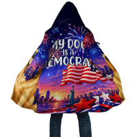 Golden Retriever My Dog Is A Democrat Cloak Patriotic Statue Of Liberty Fireworks