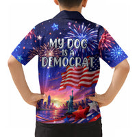 Golden Retriever My Dog Is A Democrat Hawaiian Shirt Patriotic Statue Of Liberty Fireworks
