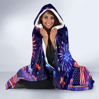 Golden Retriever My Dog Is A Democrat Hooded Blanket Patriotic Statue Of Liberty Fireworks