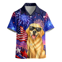 Golden Retriever My Dog Is A Democrat Kid Hawaiian Shirt Patriotic Statue Of Liberty Fireworks