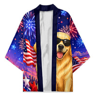 Golden Retriever My Dog Is A Democrat Kimono Patriotic Statue Of Liberty Fireworks