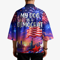 Golden Retriever My Dog Is A Democrat Kimono Patriotic Statue Of Liberty Fireworks