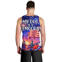 Golden Retriever My Dog Is A Democrat Men Tank Top Patriotic Statue Of Liberty Fireworks