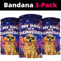 Golden Retriever My Dog Is A Democrat Neck Gaiter Patriotic Statue Of Liberty Fireworks
