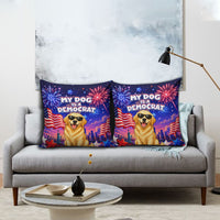Golden Retriever My Dog Is A Democrat Pillow Cover Patriotic Statue Of Liberty Fireworks