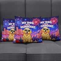 Golden Retriever My Dog Is A Democrat Pillow Cover Patriotic Statue Of Liberty Fireworks