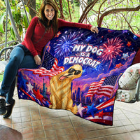 Golden Retriever My Dog Is A Democrat Quilt Patriotic Statue Of Liberty Fireworks
