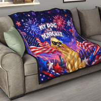 Golden Retriever My Dog Is A Democrat Quilt Patriotic Statue Of Liberty Fireworks
