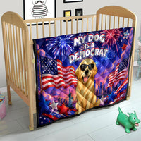 Golden Retriever My Dog Is A Democrat Quilt Patriotic Statue Of Liberty Fireworks