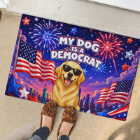 Golden Retriever My Dog Is A Democrat Rubber Doormat Patriotic Statue Of Liberty Fireworks