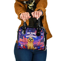 Golden Retriever My Dog Is A Democrat Shoulder Handbag Patriotic Statue Of Liberty Fireworks