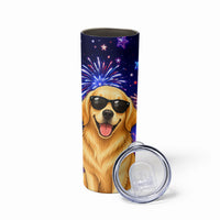 Golden Retriever My Dog Is A Democrat Skinny Tumbler Patriotic Statue Of Liberty Fireworks